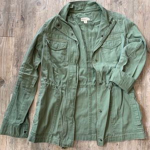 Green Military Style Jacket Tie Waist S